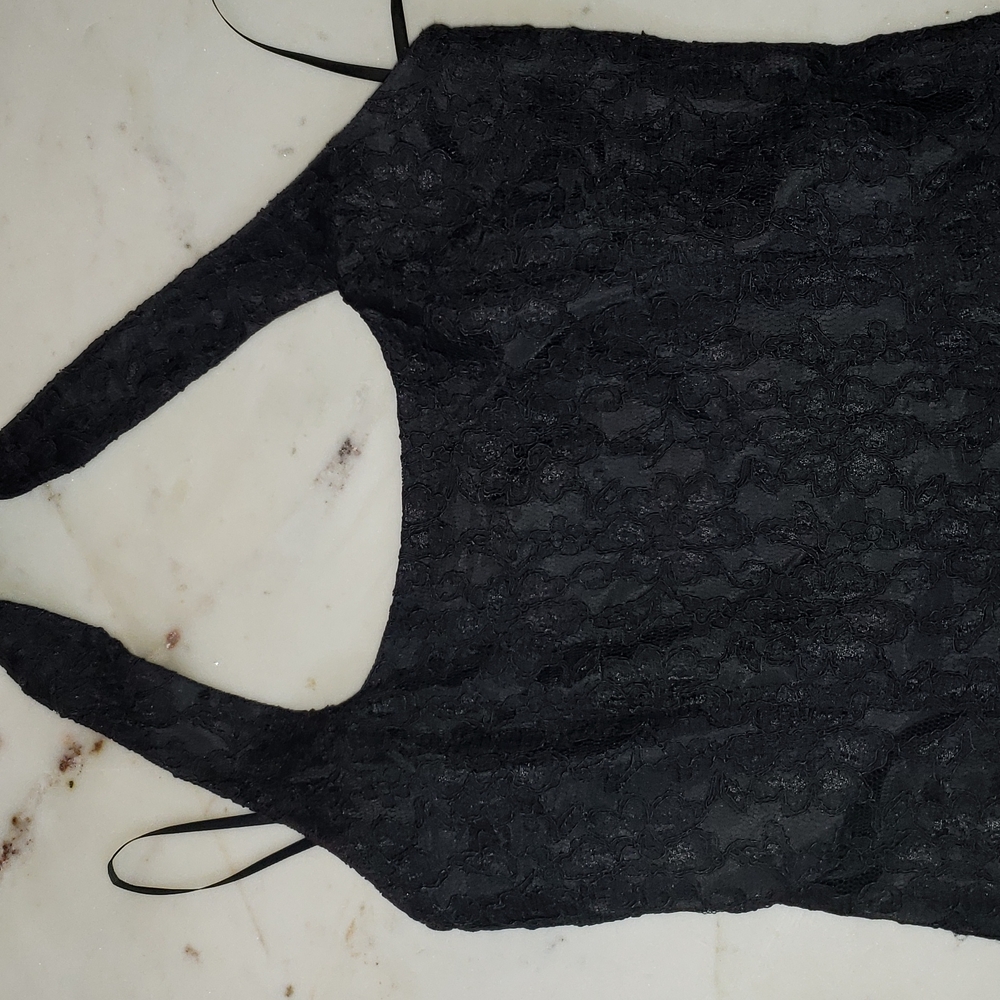 Liz Claiborne petite collection black lace halter midi dress size 8P - Picture 8 of 17